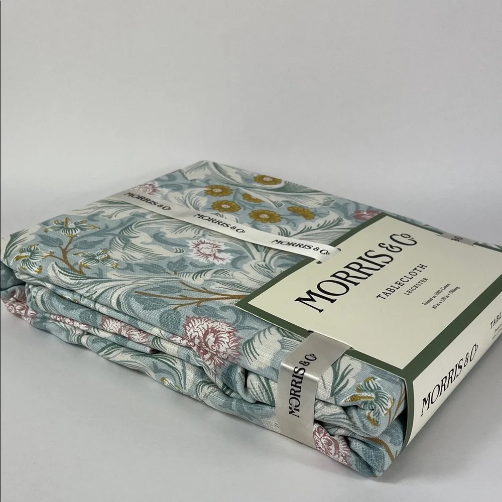 William MORRIS Co Tablecloth Leicester Blue Floral Spring Cotton 60 X 120 NEW